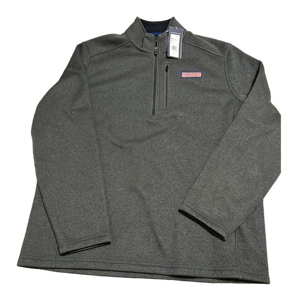 Vineyard Vines Sweater Fleece 1/4 zip Charcoal gray sweatshirt NWT Men's L Large - Picture 2 of 8